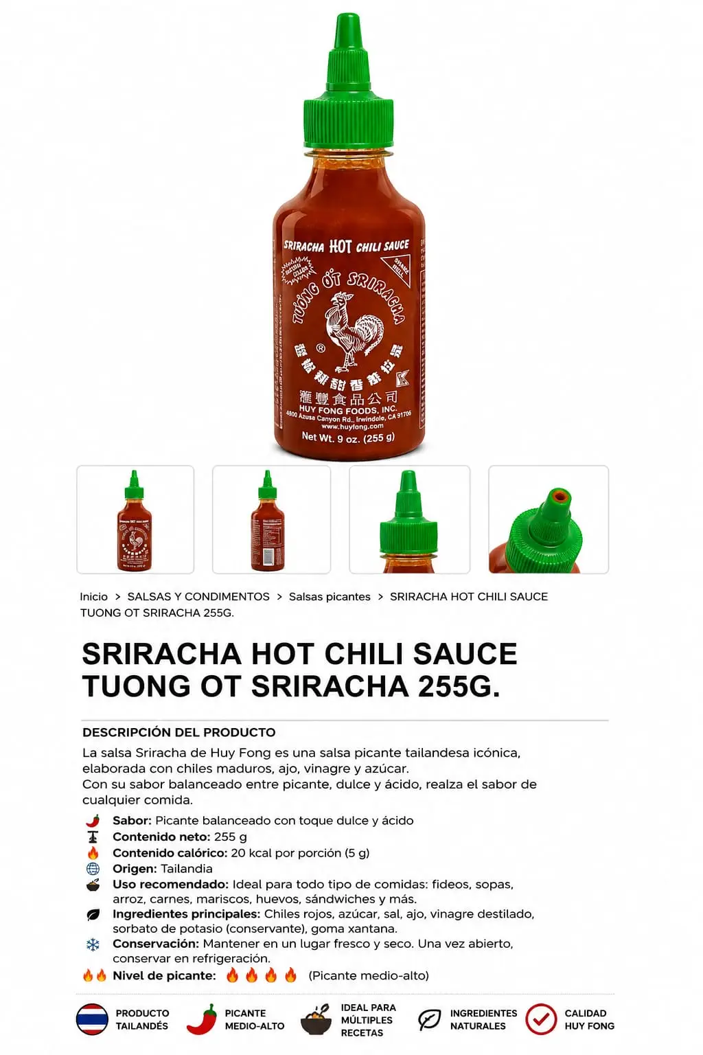 SRIRACHA HOT CHILI 255G